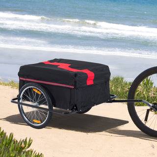 Aosom Bicycle Cargo Trailer Cart Carrier Garden Use w/ Cover,
