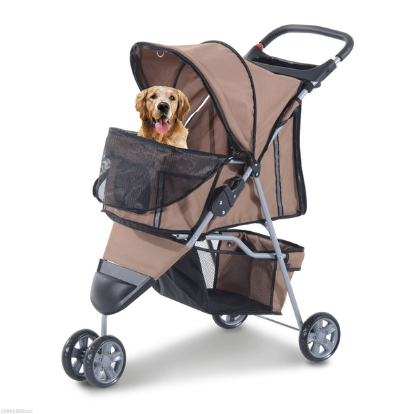 PawHut 3 Wheel Folding Dog Pet Cat Stroller Carrier Carrying Cart with