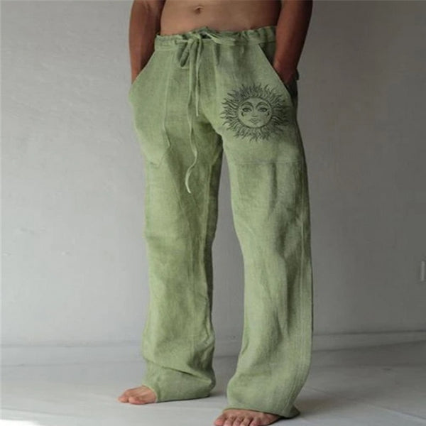 Soft Linen Pants Mid Waist Pocket Pants