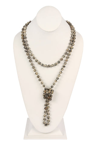 Buy dalmatian-jasper Hdn2239 - Natural Stone Hand Knotted Long Necklace