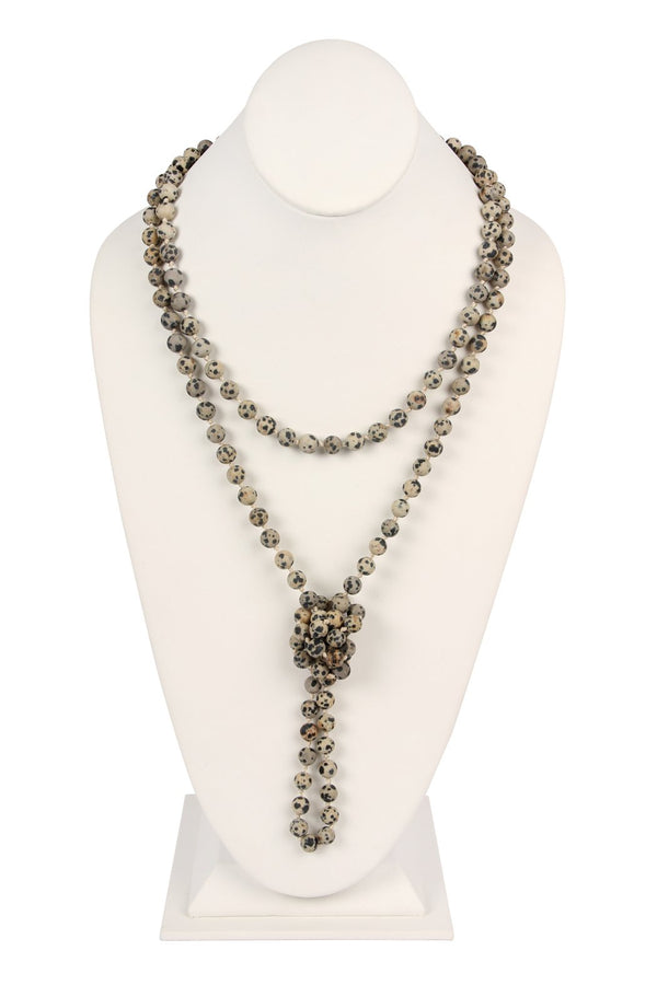 Hdn2239 - Natural Stone Hand Knotted Long Necklace