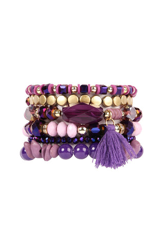 Buy purple Hdb2201 - Boho Tassel Charm Bracelet