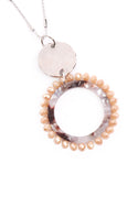 Glass Beaded Hoop Pendant Necklace
