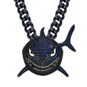 6ix9ine The Same Large Blue Shark Pendant Bling Iced Out Cubic