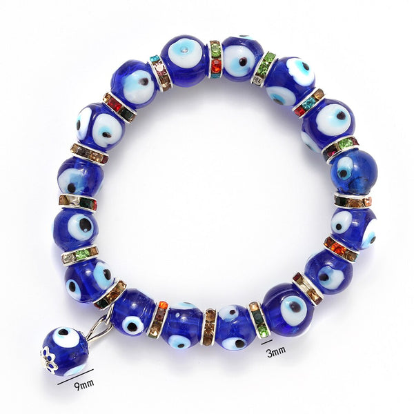 Evil Eye Trendy Glass Dark Blue Evil Eye Beaded Bracelet Handmade Turkish Jewelry for Women  EY6082