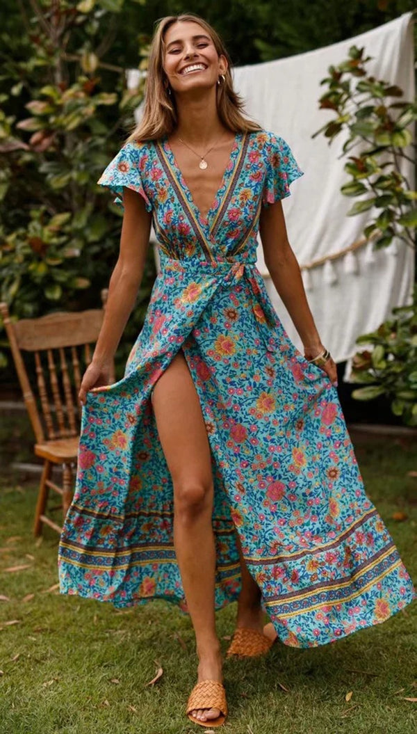 Floral Print Summer Boho Happie Dress