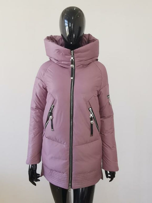 Casual hooded women winter coat parka Zipper pocket padded jacket coat