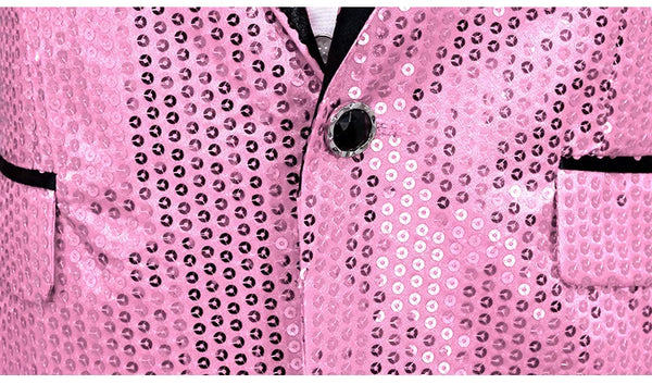 Pink Sequin One Button Dress Blazers(Bowtie Included)