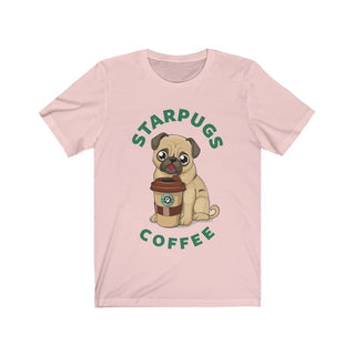 Buy soft-pink Pug loves coffee Dogs Lover Short Sleeve Tee