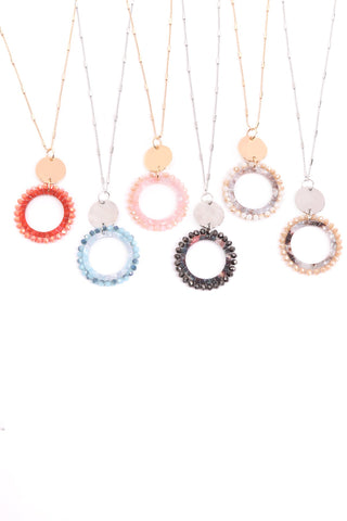 Glass Beaded Hoop Pendant Necklace