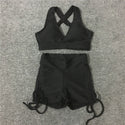 S-Xl Pad 2pcs Yoga Sets Woman Sportswear Stretch Gym Shorts Set Women Clothing Sports Bra Shorts Workout Clothes Tracksuit