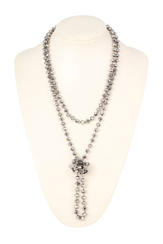Buy dark-silver 8mm Longline Hand Knotted Necklace