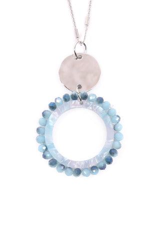 Buy silver-gray Myn1327 - Glass Beaded Hoop Pendant Necklace