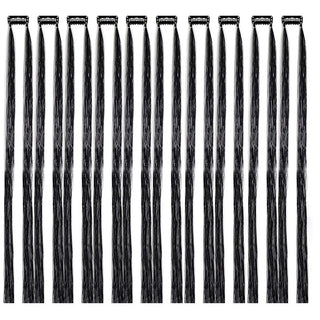 Buy black 10Pack Sparkle Tinsel Clip on in Hair Extensions