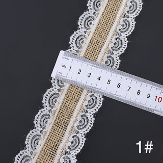 Buy type-1 2m 4 Style Natural Jute Burlap Hessian Lace Ribbon Roll+White Lace