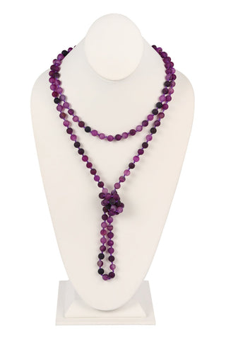 Buy purple-agate Hdn2239 - Natural Stone Hand Knotted Long Necklace