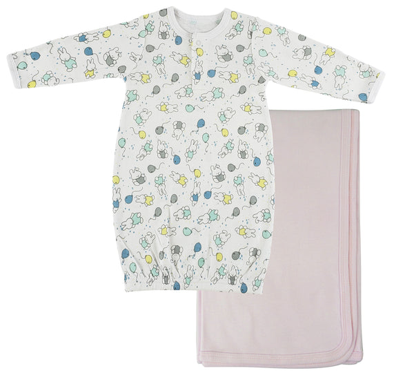 Bambini Print Infant Gown and Recieving Blanket