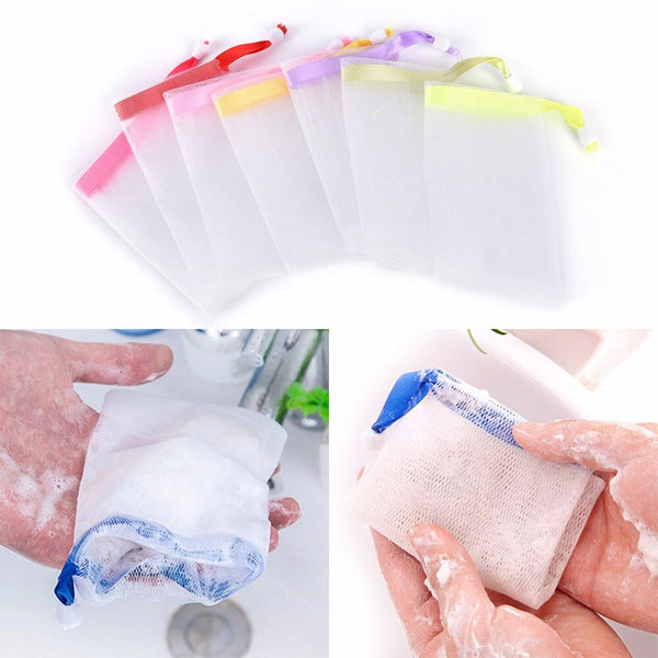 Wholesale New 5Pcs Practical Soap Blister Mesh Soap Net Foaming Net Easy Bubble Mesh Bag Popular Bath & Shower Skin Care Hot