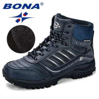Buy deep-blue-silvergray BONA Men Hiking Shoes