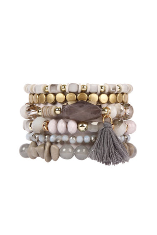 Buy gray Hdb2201 - Boho Tassel Charm Bracelet
