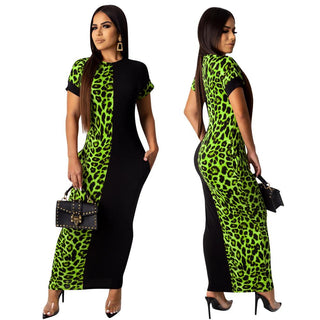 Buy green Leopard Print Bodycon Long Maxi Dress
