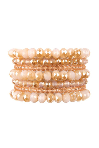 Buy light-pink Hdb2750 - Seven Lines Glass Beads Stretch Bracelet