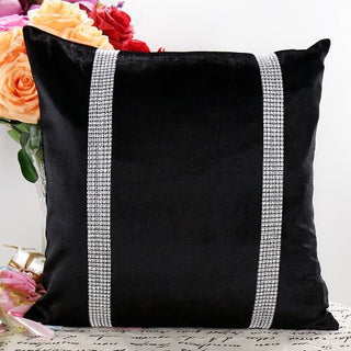 Buy black1 45X45cm Luxury Velvet Fabric Diamond Pillow Cover