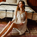 French Elegant Female Sexy Sling Lace Nightgown