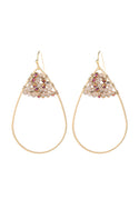 Hde3070 - Open Teardrop With Rondelle Beads Earrings