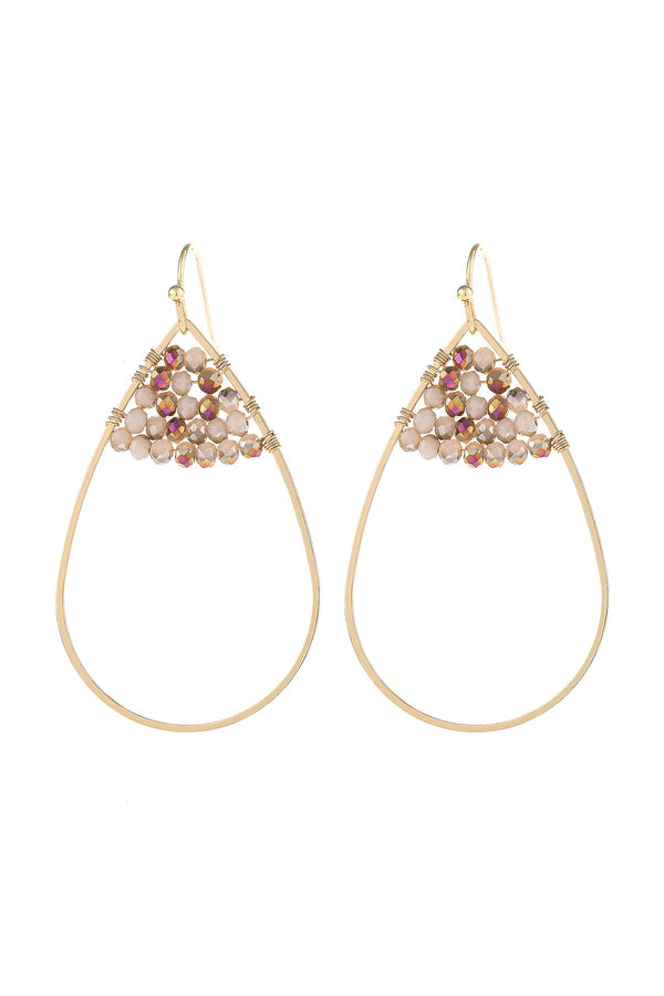 Hde3070 - Open Teardrop With Rondelle Beads Earrings