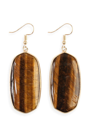 Buy brown Natural Oval Stone Earrings