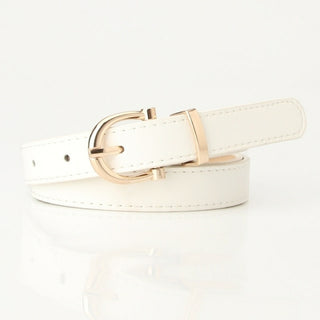 Buy white color square buckle decorative belt fashion casual