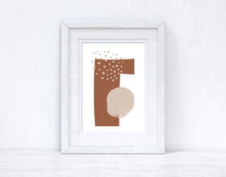 Beige & Terracotta Brown Abstract 2 Colour Shapes Home Wall Decor