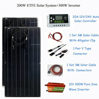 Buy 200w-etfe-solar-system-300w-inverter Complete Solar Home System Kit 100W 200W 12V 18V Flexible Solar Panels