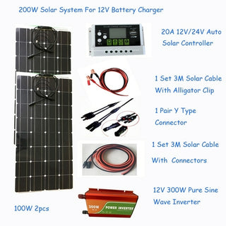 Buy 200w-solar-system-12v-battery Complete Solar Home System Kit 100W 200W 12V 18V Flexible Solar Panels