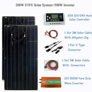 Buy 200w-etfe-solar-system-500w-inverter Complete Solar Home System Kit 100W 200W 12V 18V Flexible Solar Panels