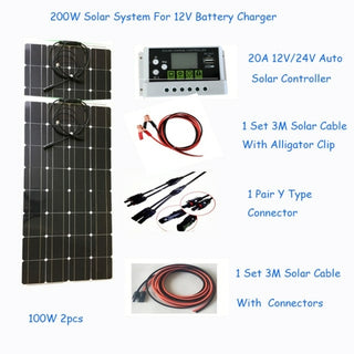Buy 200w-solar-system-for-12v-battery Complete Solar Home System Kit 100W 200W 12V 18V Flexible Solar Panels