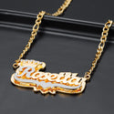 Crown Custom Letter Name Necklace Personalized Two Tone Double Layer