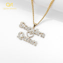 Customized Zirconia Double Name Necklace Personalized Iced Out Heart