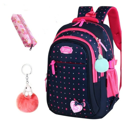 Cute Girls School Bags Children Primary Backpack Stars Print Princess