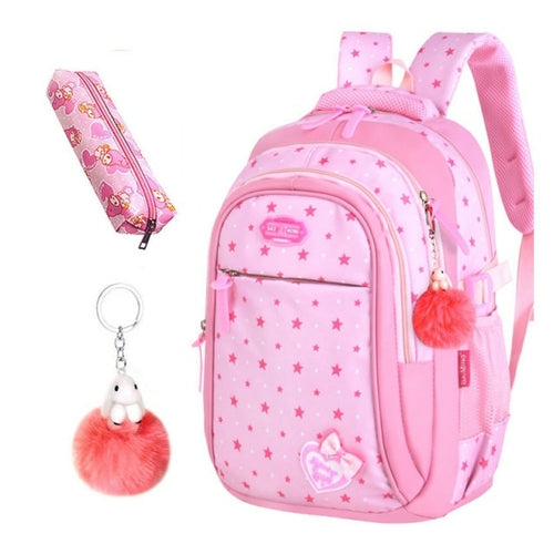 Cute Girls School Bags Children Primary Backpack Stars Print Princess