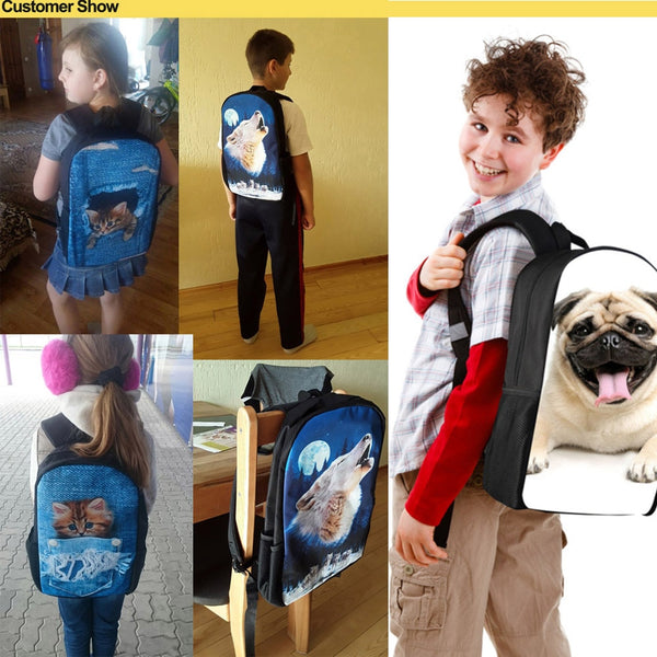 Cute Panda 3D Print Children School Bags Girls Boys Kindergarten