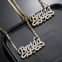 Double Layer Heart Nameplate Pendant Custom 18K Gold Plated Stainless
