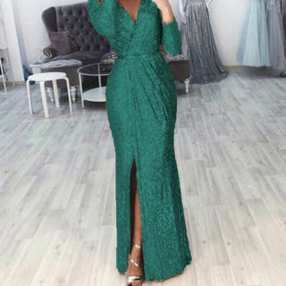 Buy green Glitter Long Sleeve Dress Plus Size