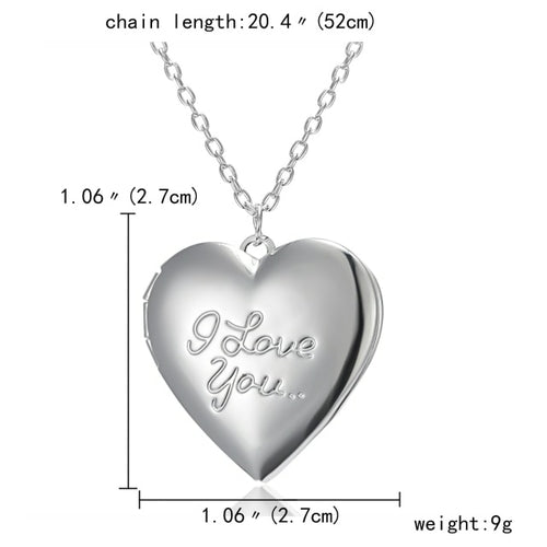 Fashion Carved Hearts Necklace for Family Women Photo Heart Shaped
