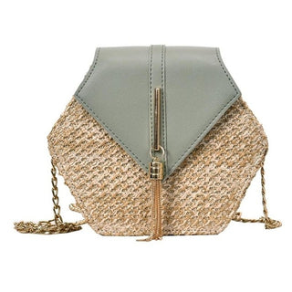 Buy green Fashion Hexagon Mulit Style Straw+pu Bag Handbags