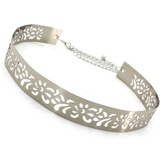 Buy hollow-out-silver Adjustable Metal Waist Belt Bling Gold Silver Color