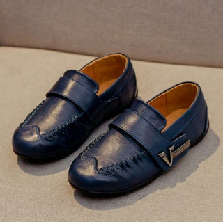 Buy navy-blue Genuine Leather Kids Shoes For Boys Black Dress Children Loafers Big