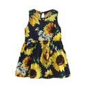 Girls summer dress with bow back flower print