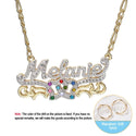 Birthstone Personalized Name Necklace Double Gold Plated